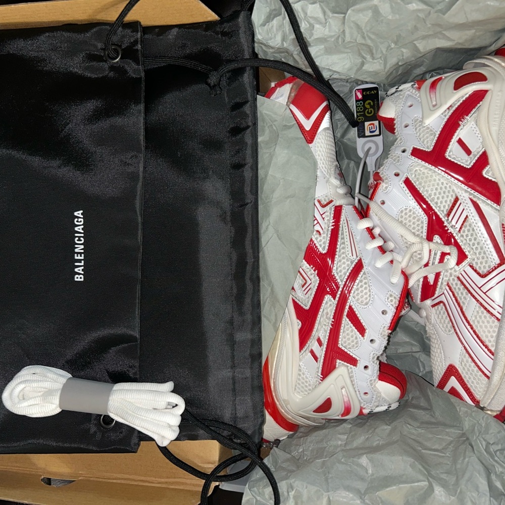 Balenciaga Red and White Athletic Shoes